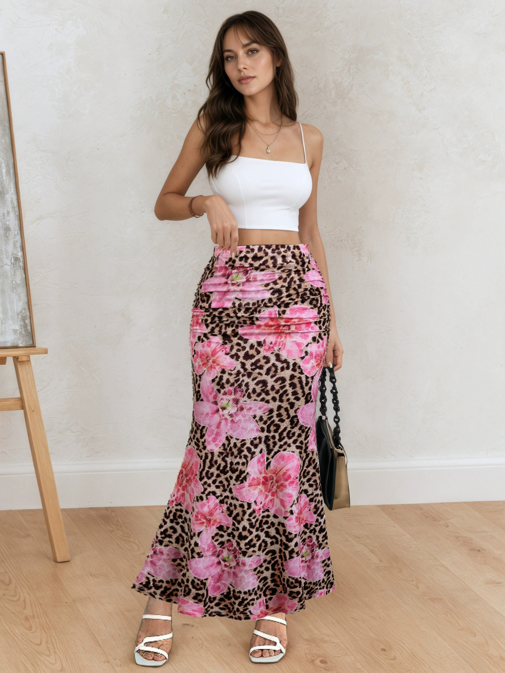 Zara Summer Leopard Print Bodycon Maxi Skirt